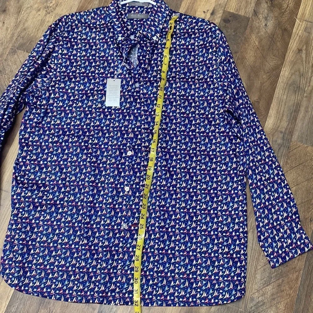 NWT Button Up Men’s Shirt with Sailboats - Picture 6 of 8
